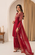 RED MIRACLE EMBROIDED 3 PC - Noor - e - Ujala