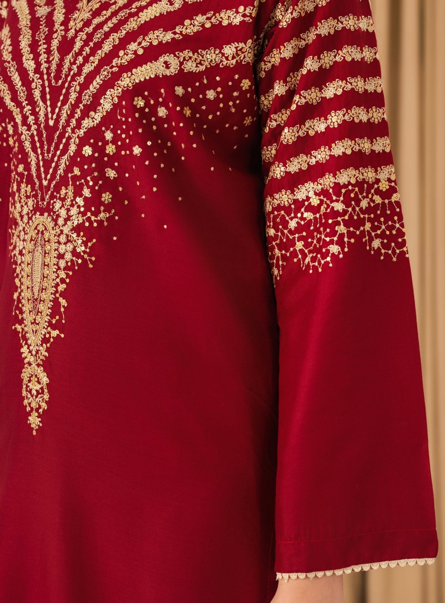 RED MIRACLE EMBROIDED 3 PC - Noor - e - Ujala