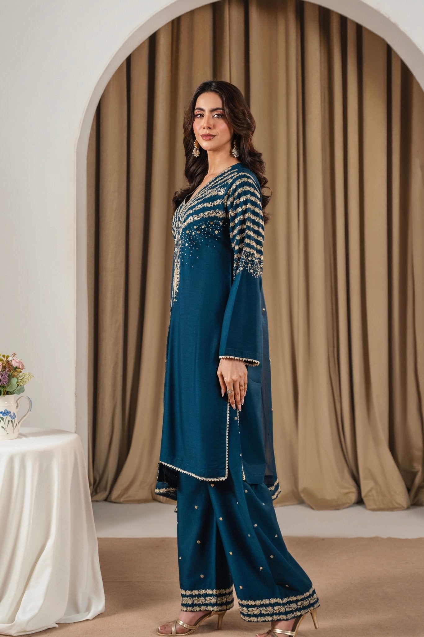 BLUE MIRACLE 3 PC EMBROIDED - Noor - e - Ujala