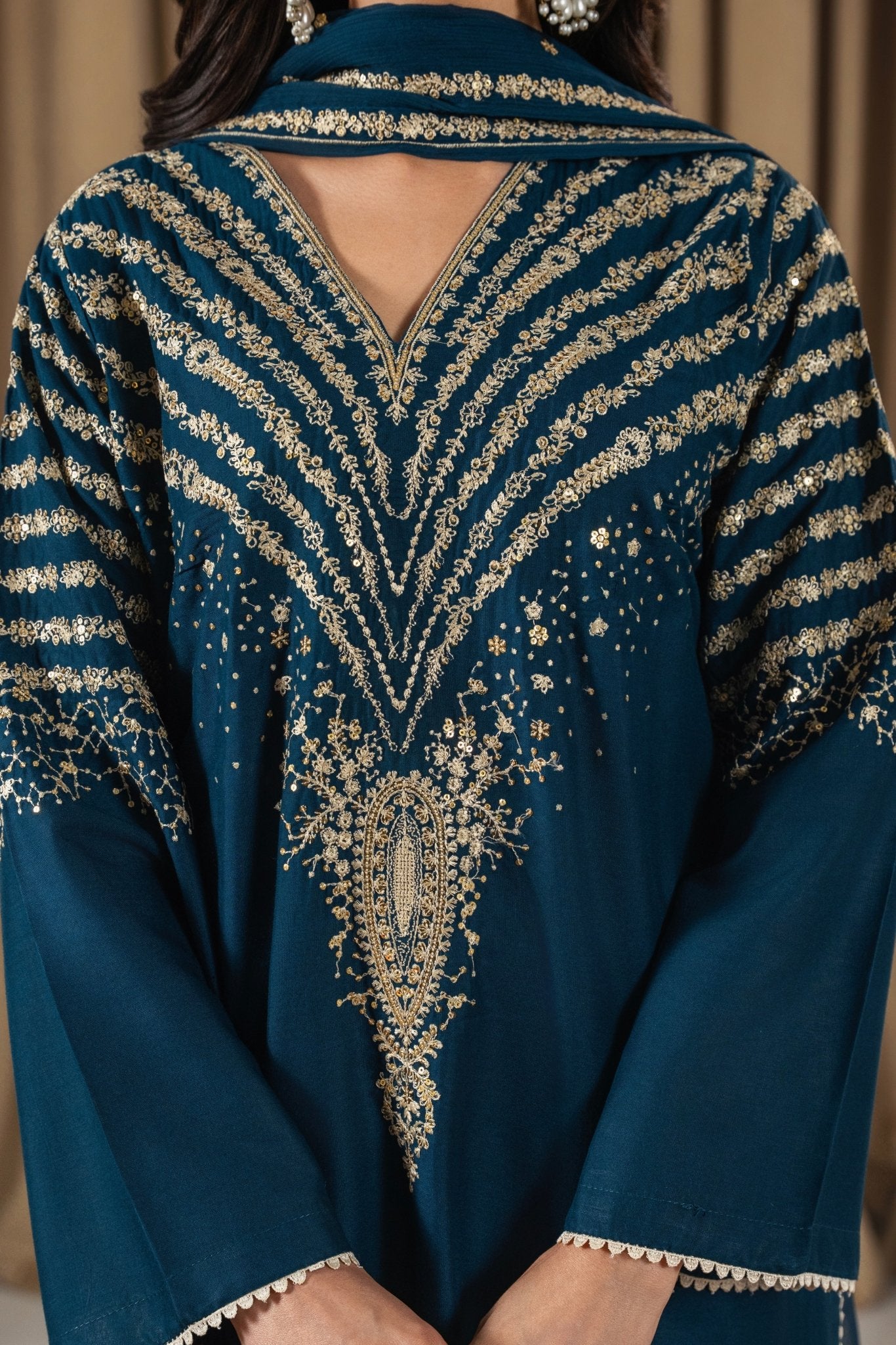BLUE MIRACLE 3 PC EMBROIDED - Noor - e - Ujala