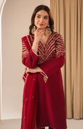 RED MIRACLE EMBROIDED 3 PC - Noor - e - Ujala