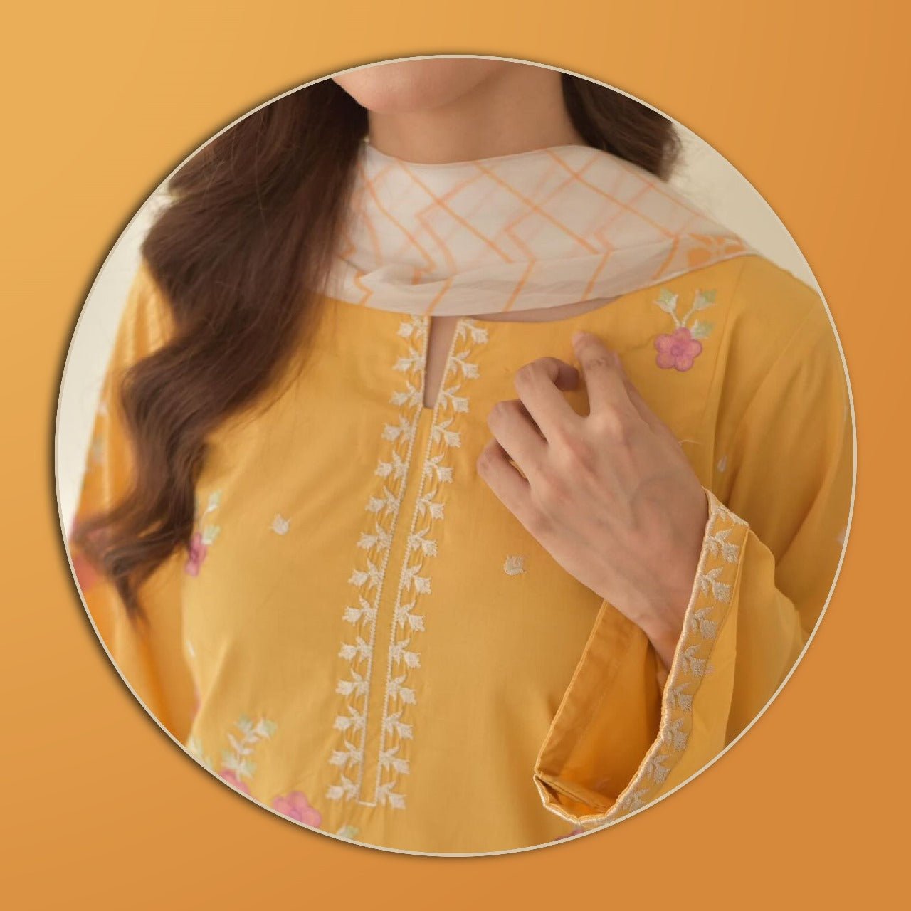 CORNISH EMBROIDED 3 PC - Noor - e - Ujala