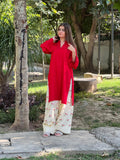 Red cherry embroided 2 pc - Noor - e - Ujala