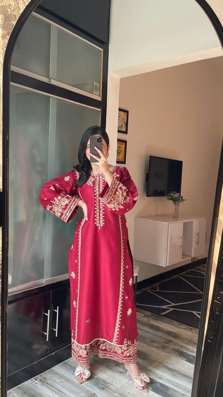 CRANBERRY Embroided 2 pc - Noor - e - Ujala