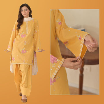 CORNISH EMBROIDED 3 PC - Noor - e - Ujala