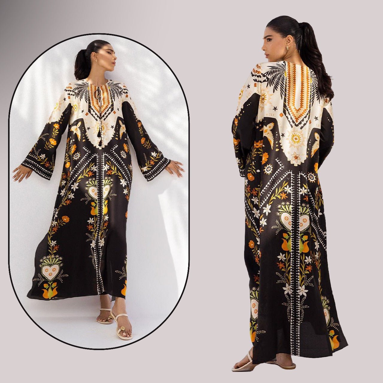 BLACK BEAN KAFTAN - Noor - e - Ujala