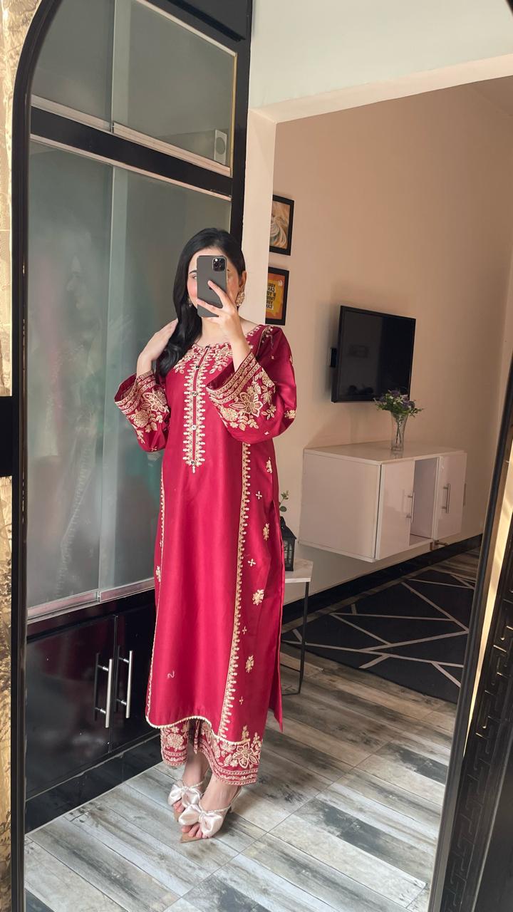 CRANBERRY Embroided 2 pc - Noor - e - Ujala