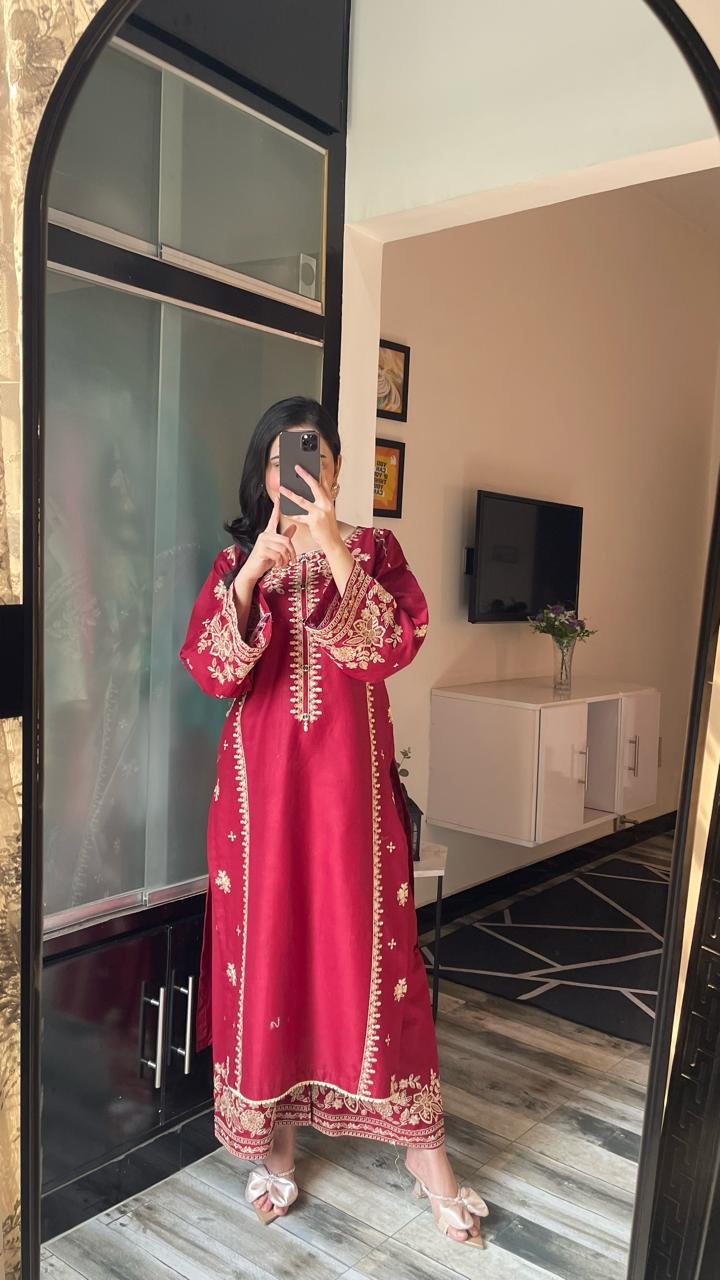 CRANBERRY Embroided 2 pc - Noor - e - Ujala