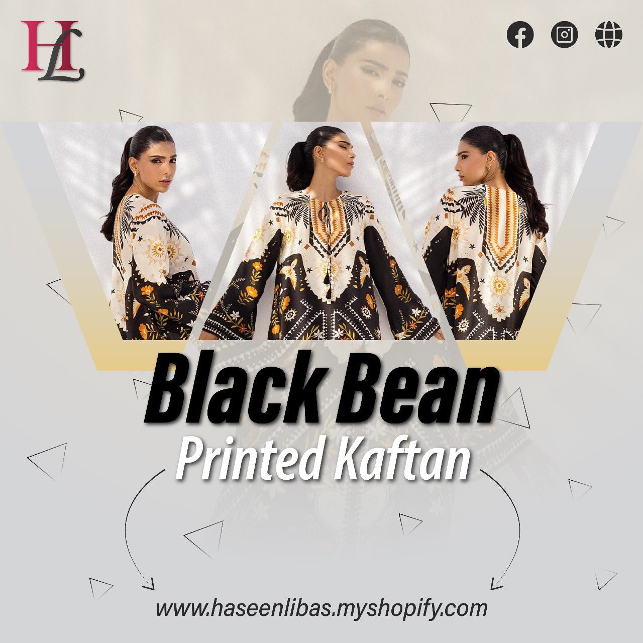 BLACK BEAN KAFTAN - Noor - e - Ujala