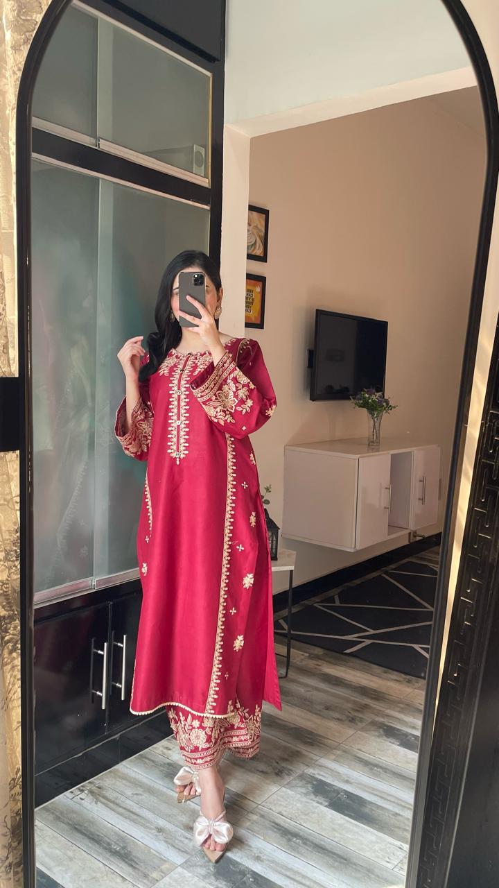 CRANBERRY Embroided 2 pc - Noor - e - Ujala
