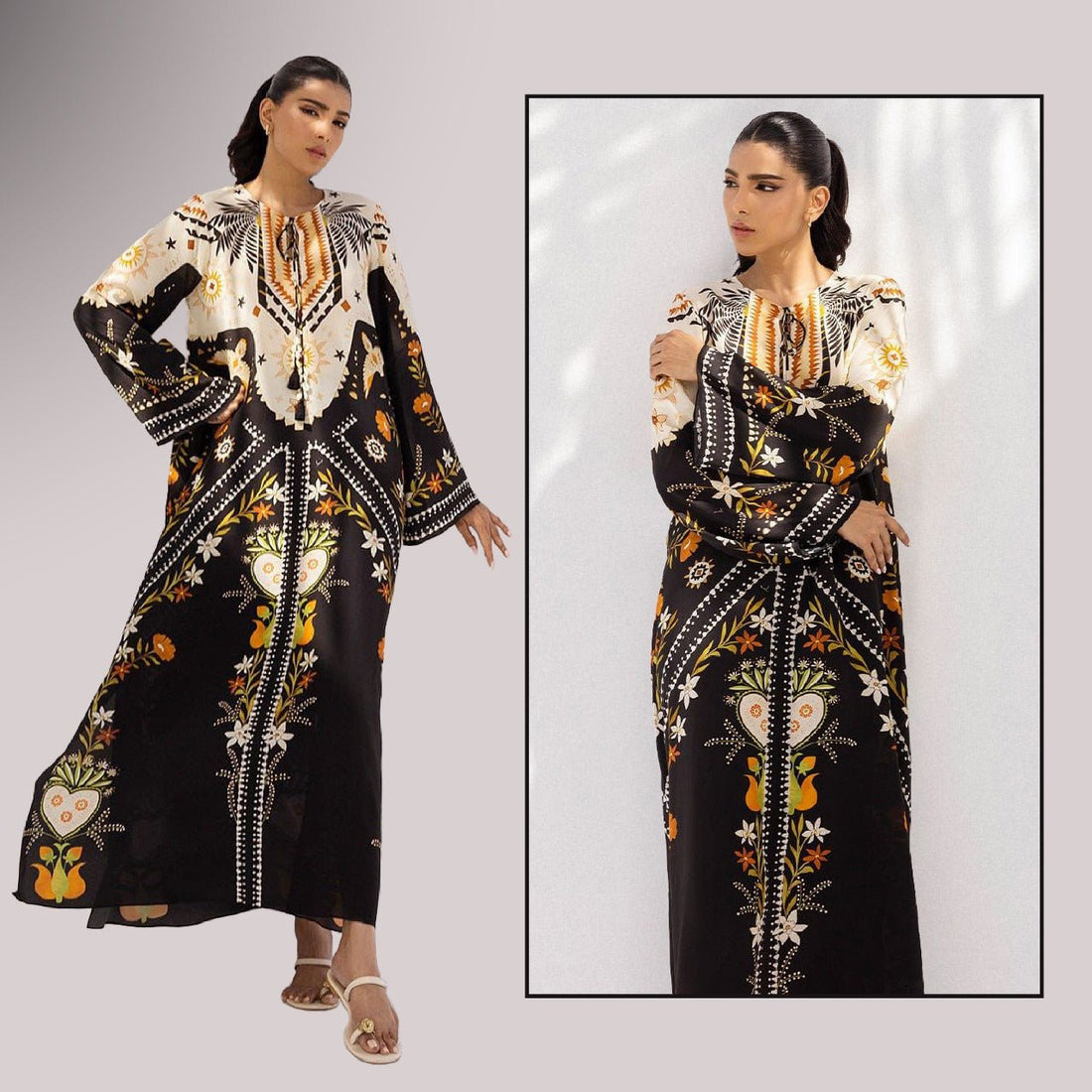 BLACK BEAN KAFTAN - Noor - e - Ujala