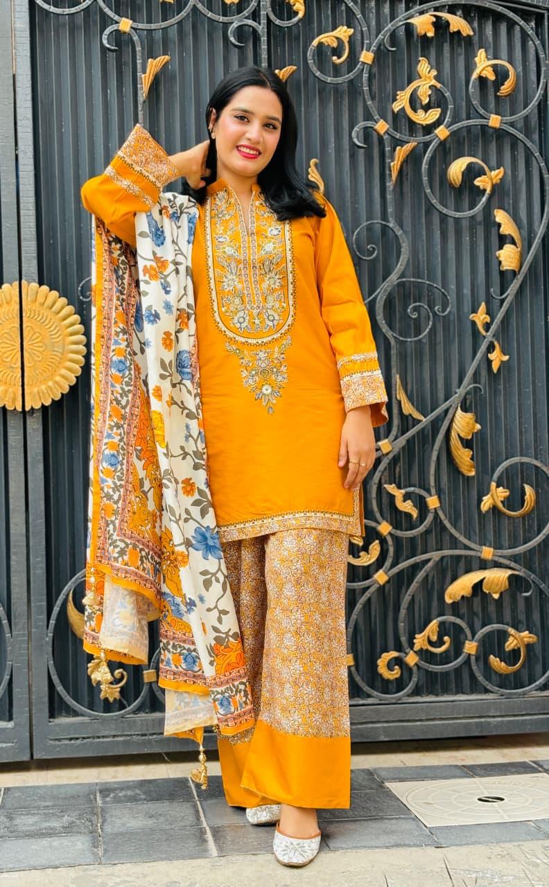 Livan 3 Pc Embroided 3 pc with shawl - Noor - e - Ujala