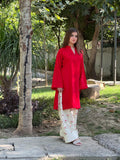 Red cherry embroided 2 pc - Noor - e - Ujala