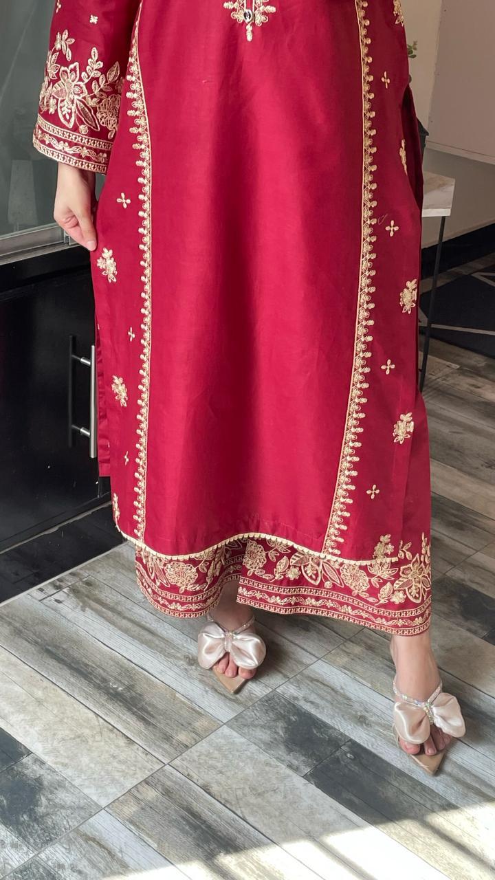 CRANBERRY Embroided 2 pc - Noor - e - Ujala